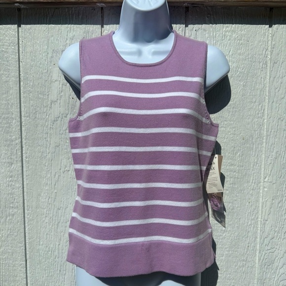Jones New York Sweaters - NWT 90s Jones New York Sport Women’s Purple Striped Sleeveless Knit Top Top M